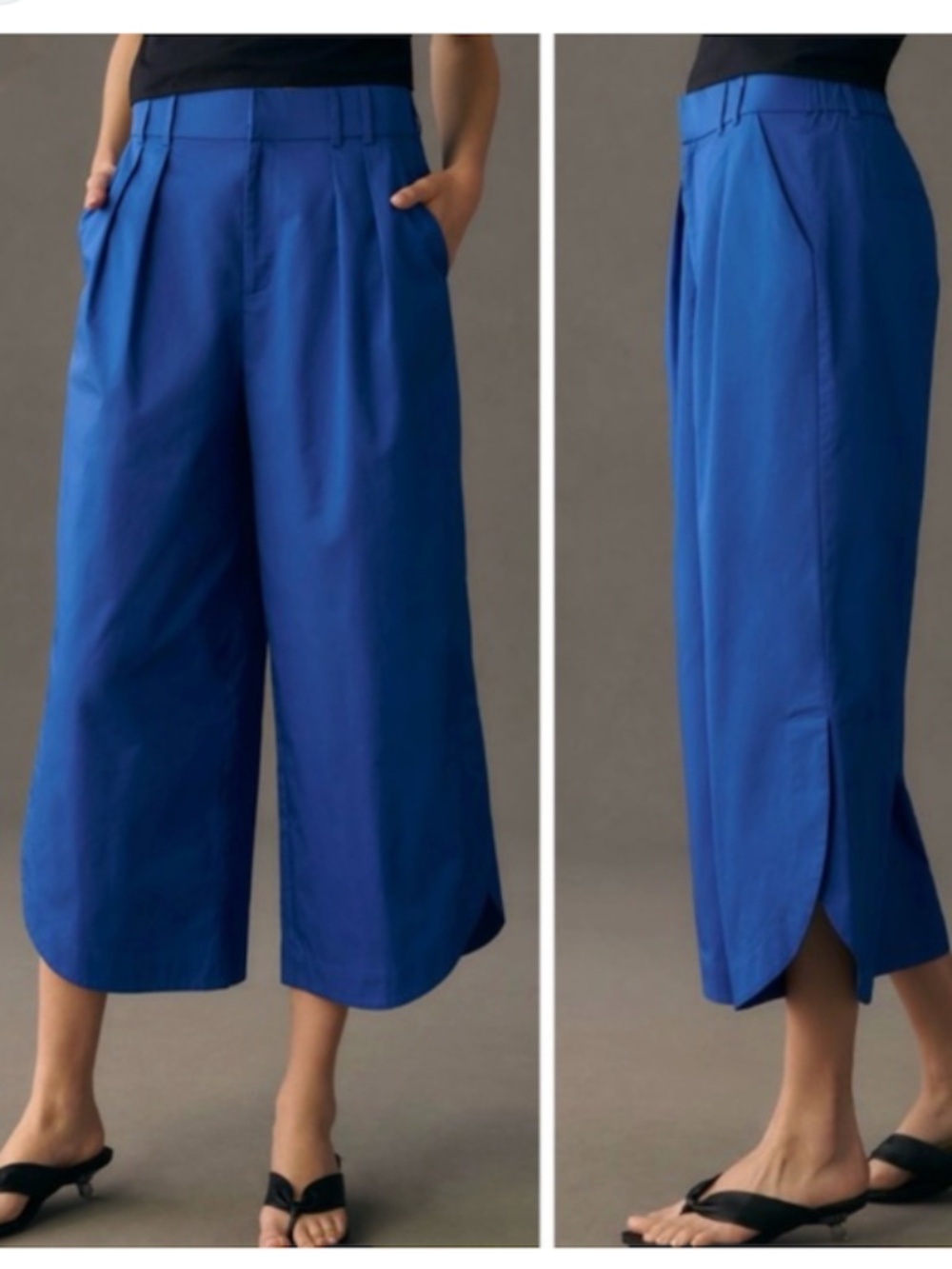 Anthropologie Mare Mare Cropped Curve Hem Cobalt Blue Pants Size Small NWOT